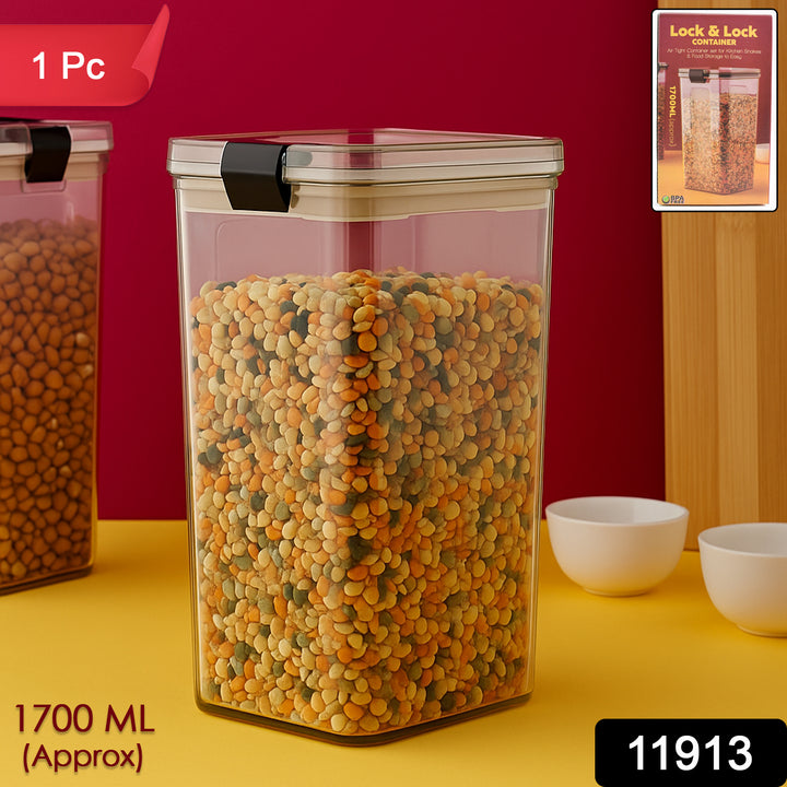 Superior eMart 1700 ml kitchen storage container filled with lentils with secure black locking lid