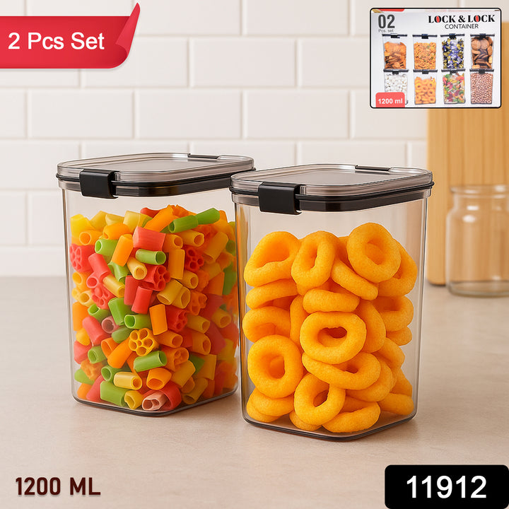 2-piece airtight container set by Superior eMart with airtight lids holding colorful pasta and cheese snacks