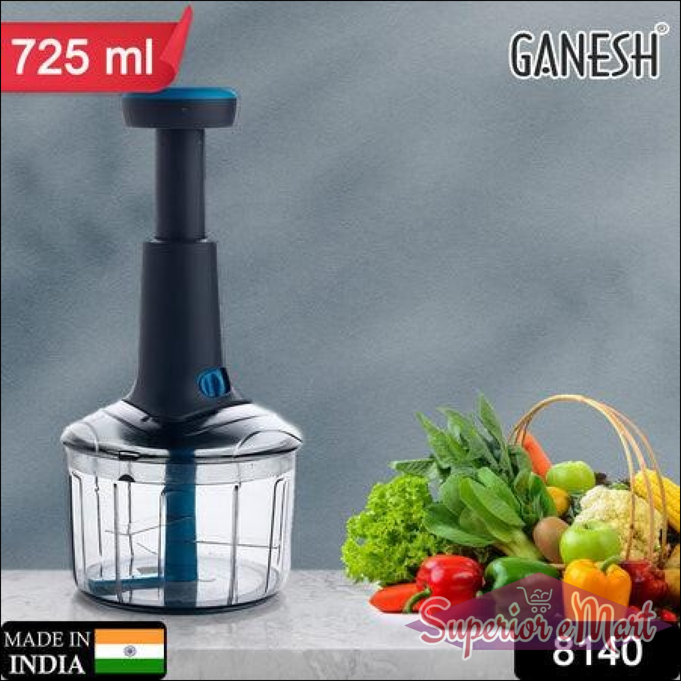 Ganesh 725 ml lock unlock push chopper for easy vegetable chopping in the kitchen