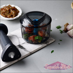 Superior eMart lock unlock push chopper with transparent bowl and vegetables ready for chopping