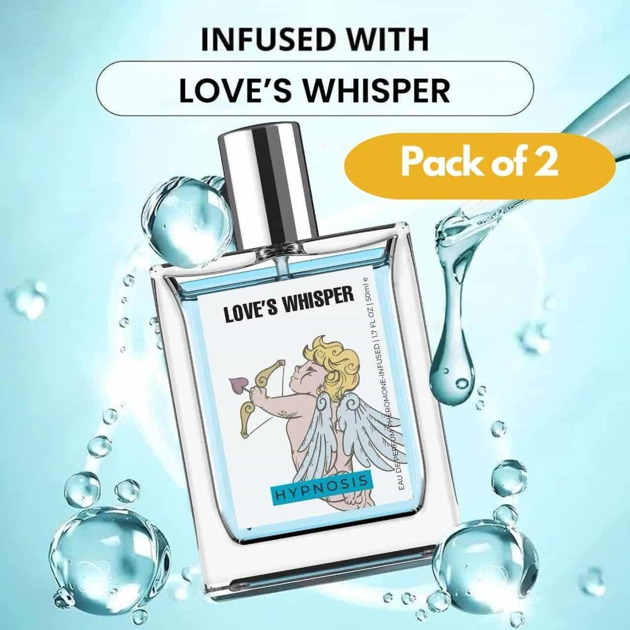 Love's Whisper Perfume in a clear bottle, infused for a refreshing scent, pack of 2 for fragrance lovers