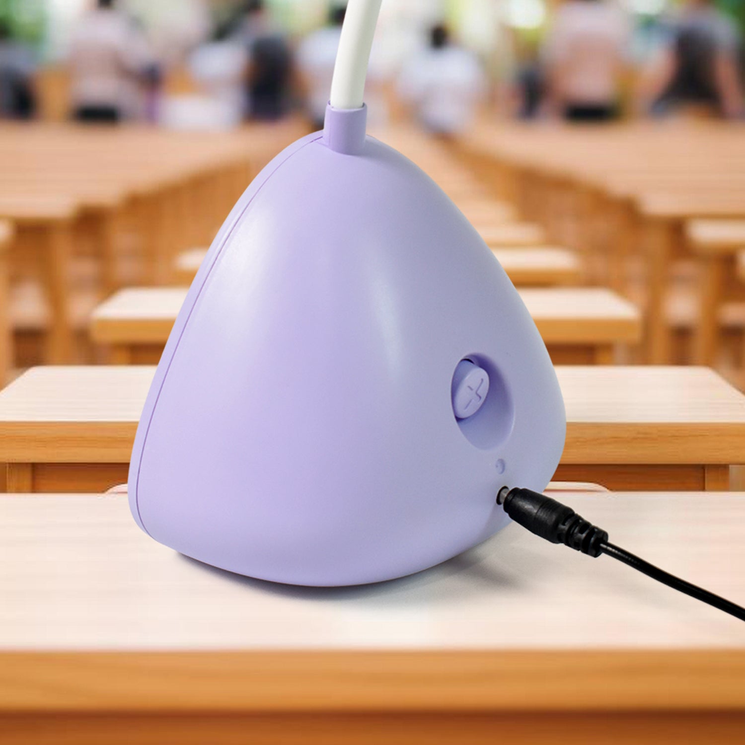 Cute LED desk lamp in purple with a simple design, ideal for home decor and workspace lighting