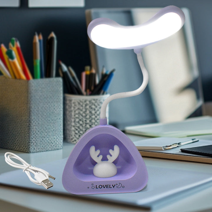 Cute LED desk lamp with flexible neck and deer antler design, perfect for home decor and study spaces