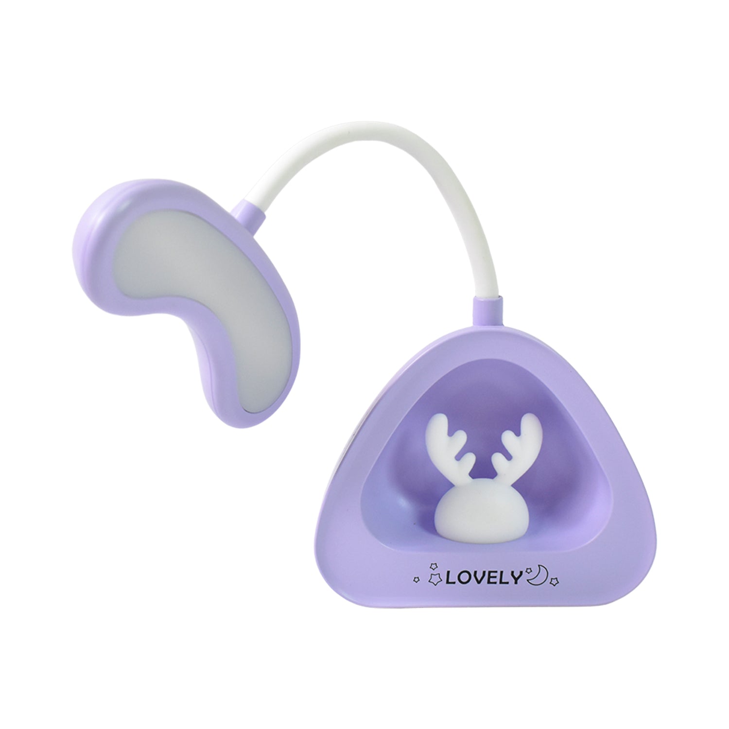 Cute LED desk lamp in purple shape with a playful design and soft light for home decor