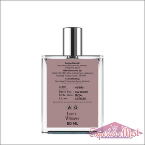Love's Whisper perfume 100 ml pack of 2 with elegant bottle design and notes detailed on the back