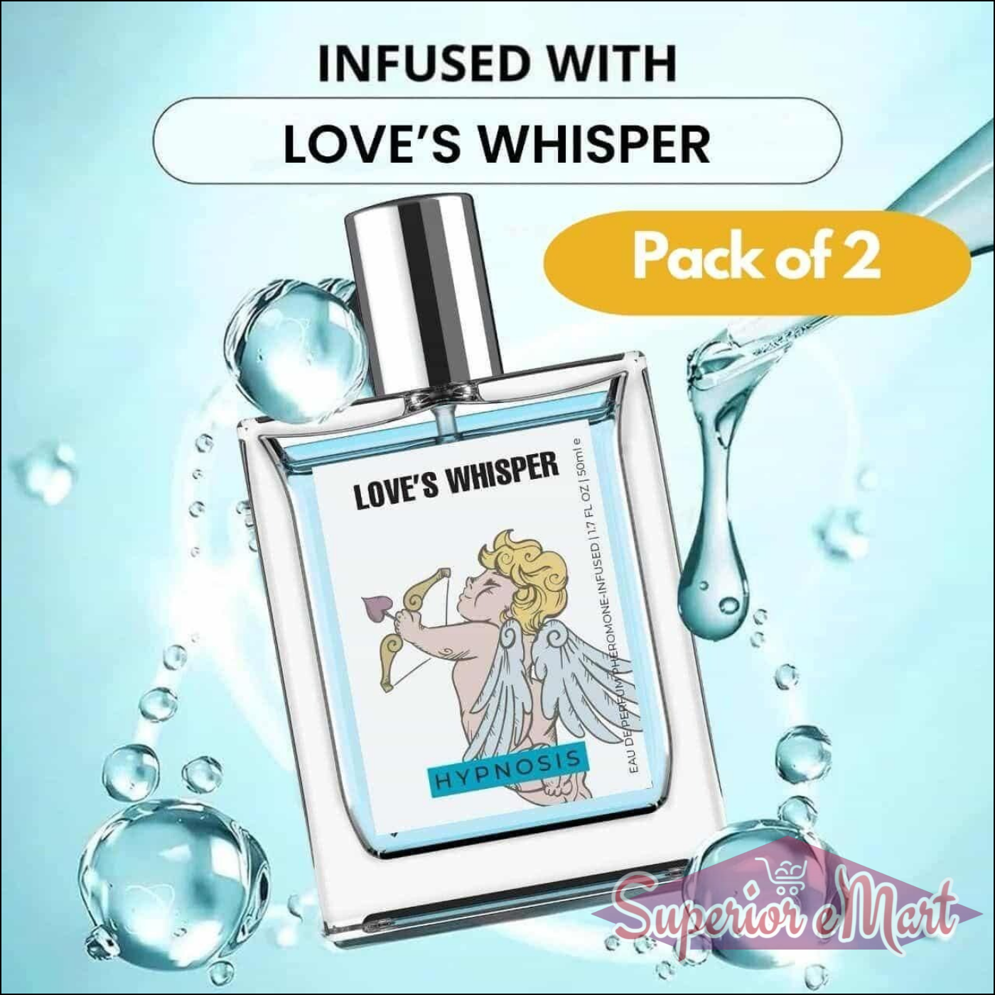 Love's Whisper Perfume in a clear bottle, infused for a refreshing scent, pack of 2 for fragrance lovers
