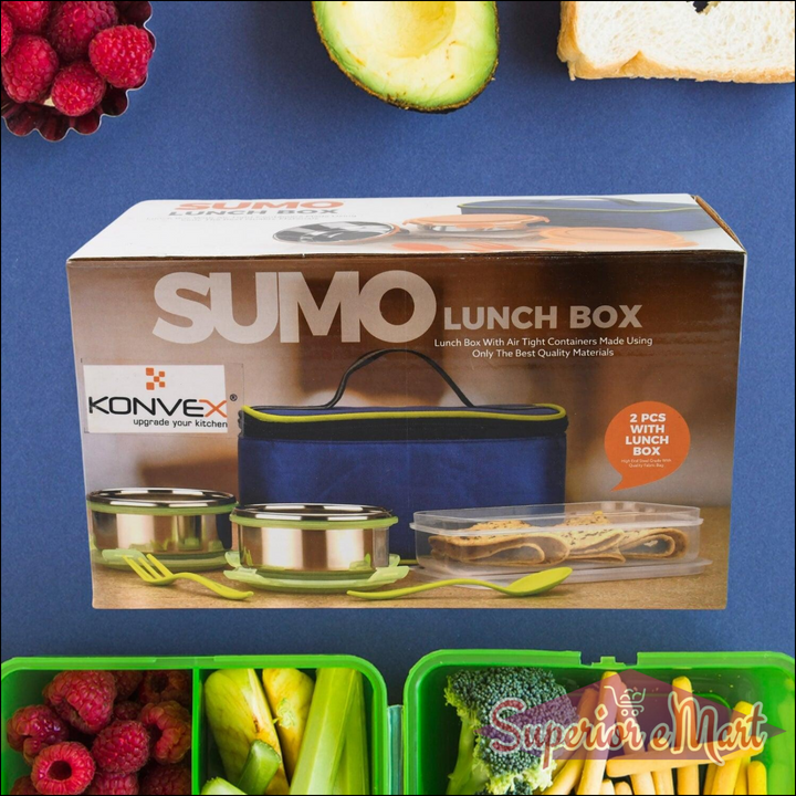 Lunch Box, with Lunch Bag, Plastic Lunch Box & Plastic Spoon, Fork (2 Pc Set / With Lunch Box).