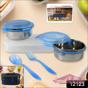 Lunch Box, with Lunch Bag, Plastic Lunch Box & Plastic Spoon, Fork (2 Pc Set / With Lunch Box).