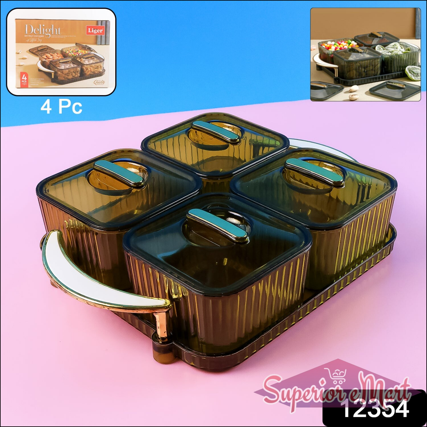 Luxury Delight 4-piece Dryfruit Storage Box (1 Set)