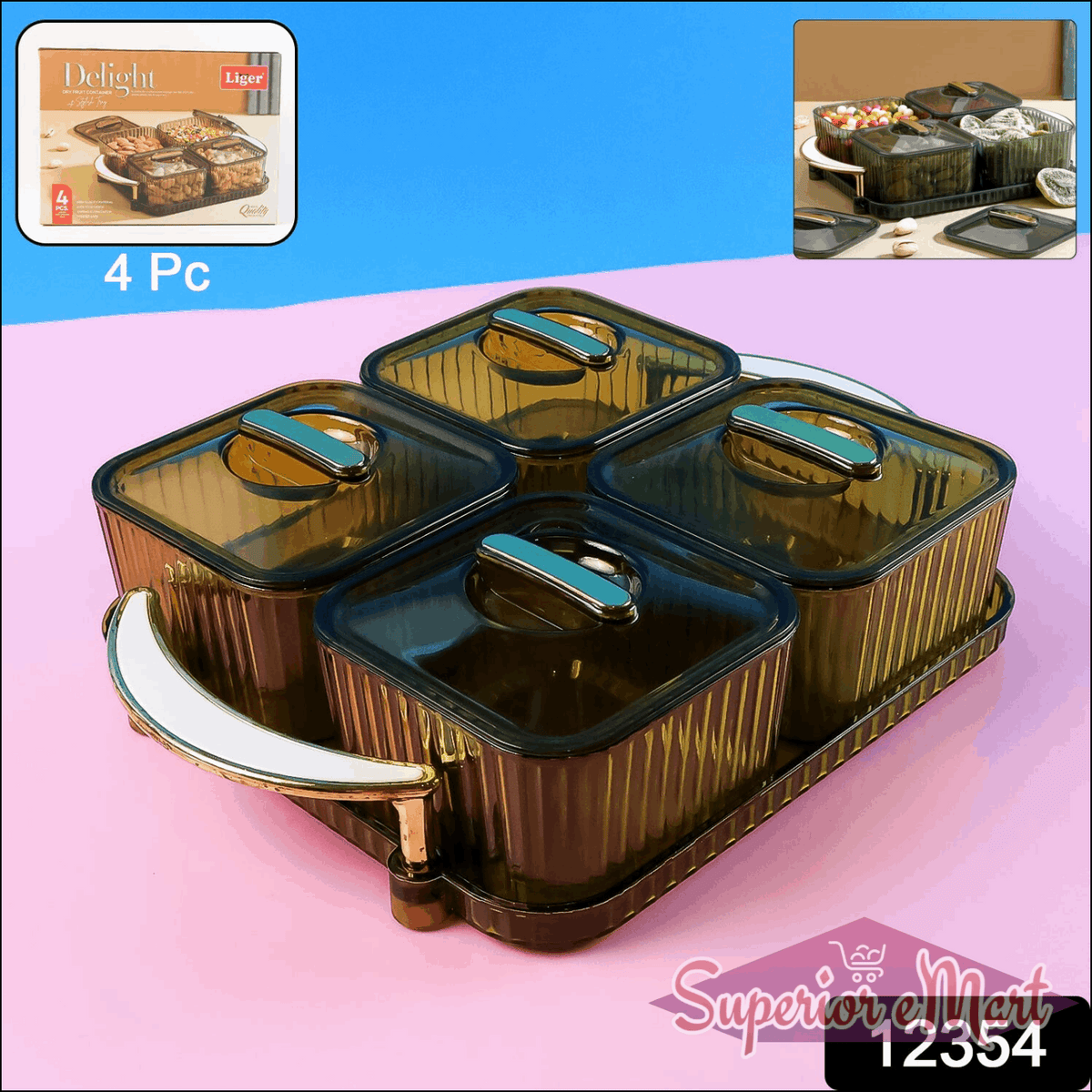 Luxury Delight 4-piece Dryfruit Storage Box (1 Set)