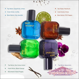 Brit Accent Luxury Gift Set for Men featuring four unique scents in stylish bottles