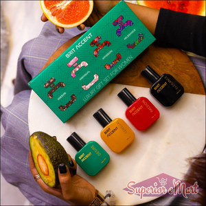 Brit Accent luxury perfume gift set for women featuring four vibrant bottles with assorted scents