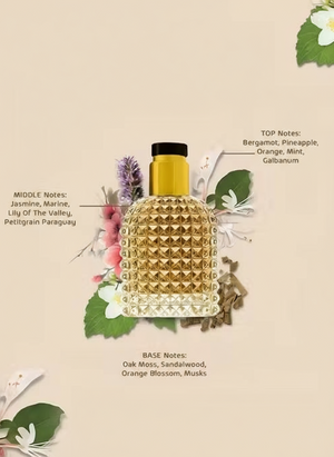 Luxury unisex perfume long-lasting with floral and fruity notes in a stylish bottle design