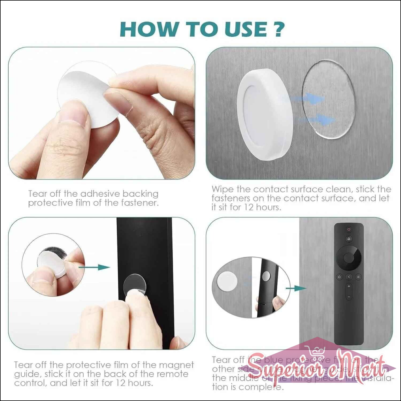 Magnetic Remote Control Wall Mount Holder (Pack of 5) - Superior eMart