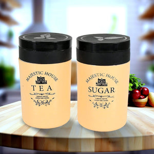 Airtight tea sugar coffee container set in stylish design for kitchen organization
