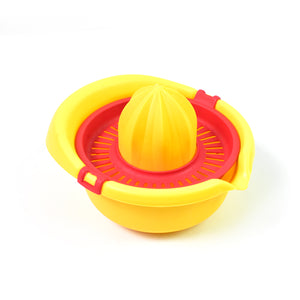 Bright yellow manual citrus juicer 300ml for easy juice extraction from lemons and oranges