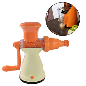 Superior eMart manual fruit juicer for home with orange and cream body and hand crank for easy juice extraction
