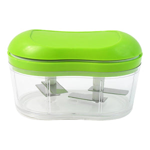 Superior eMart manual garlic chopper with green lid and stainless steel blades for easy chopping