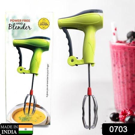 Manual hand blender stainless steel blades in green, ideal for mixing soups and smoothies effortlessly