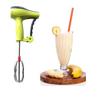 Manual hand blender with stainless steel blades for mixing smoothies and sauces