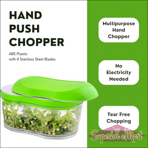 Manual garlic chopper with ergonomic design for easy and tear-free chopping of garlic and herbs
