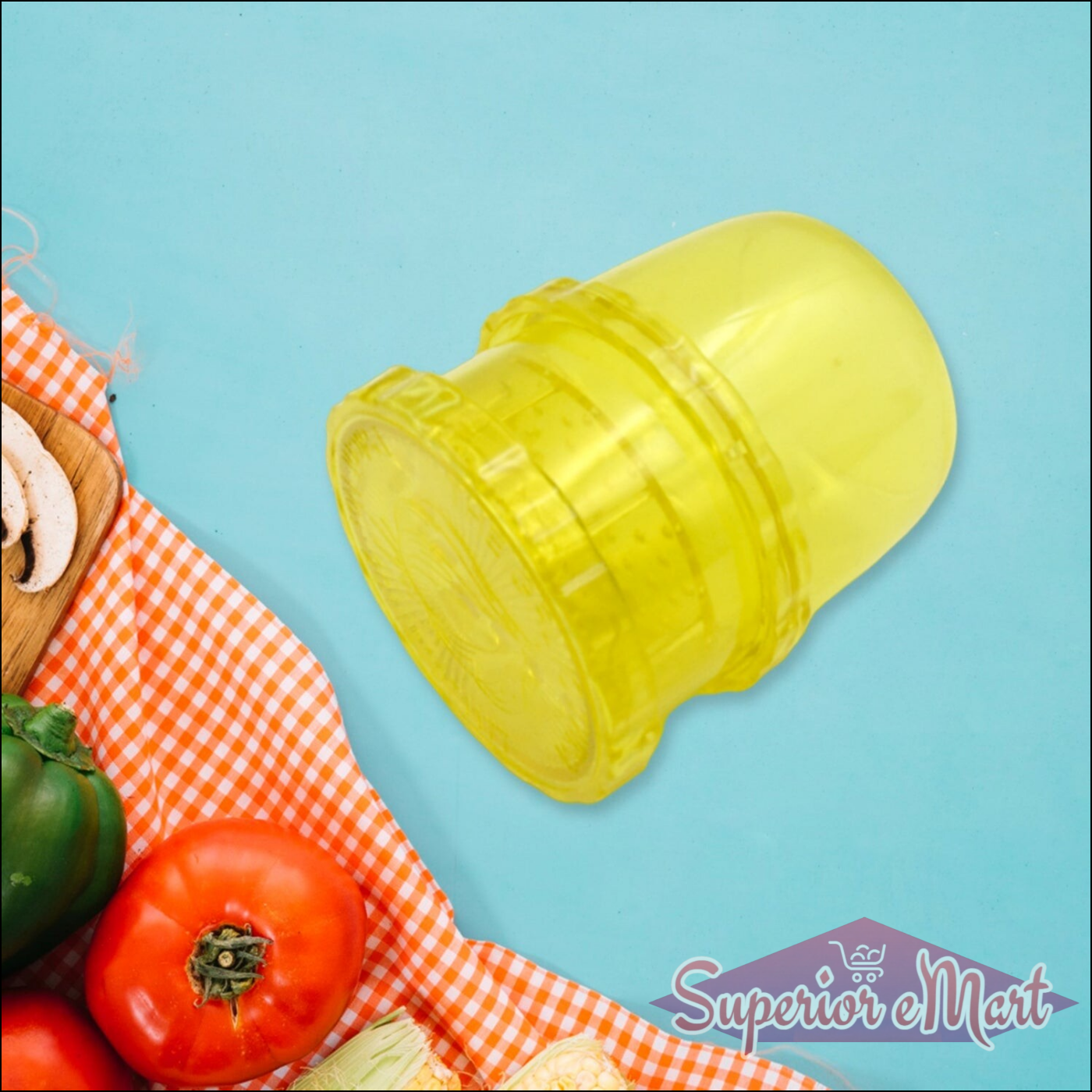 Manual citrus juicer and grinder in vibrant yellow color for effortless juice extraction