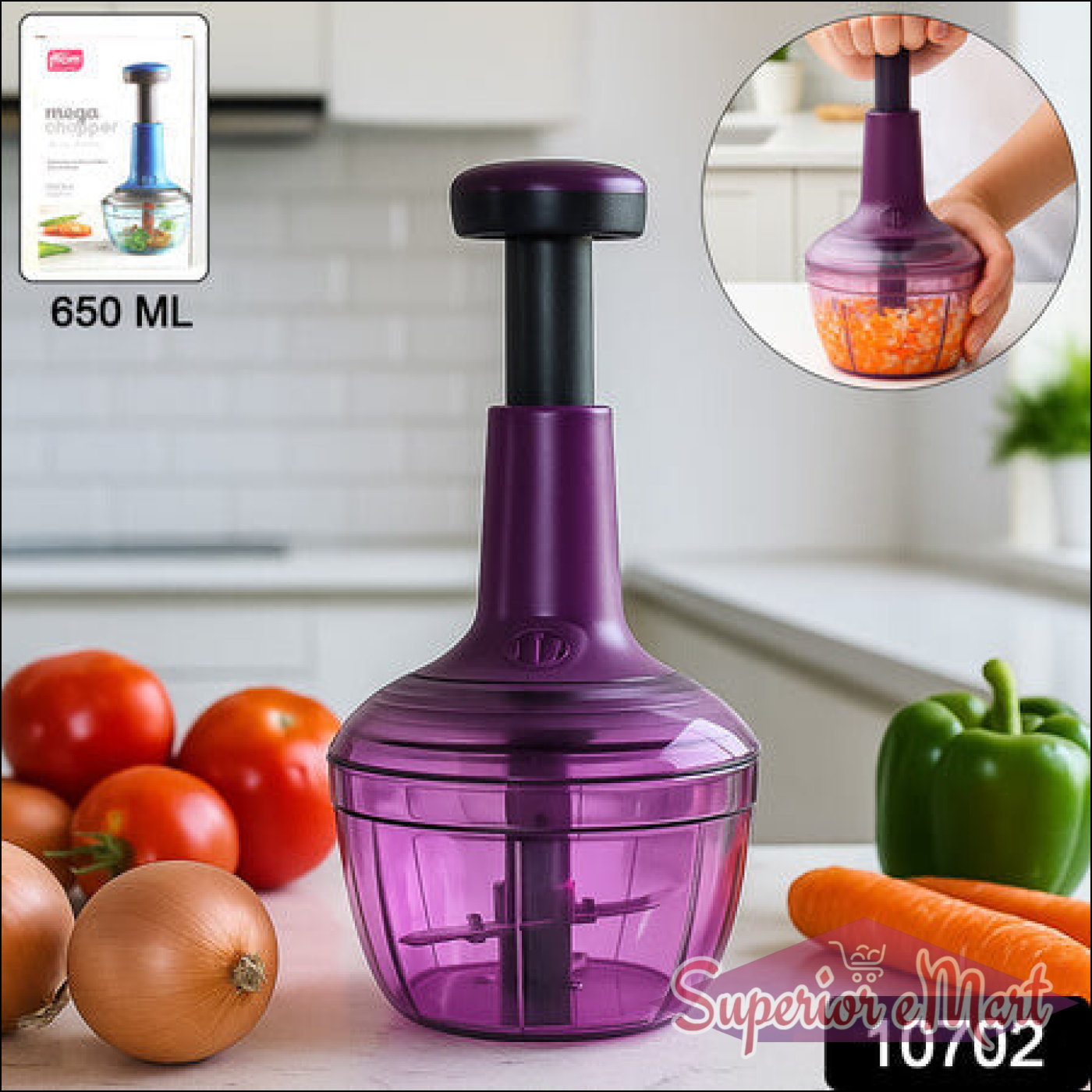 Manual Push Vegetable Chopper 650 Ml - (1 Pc) - Superior eMart