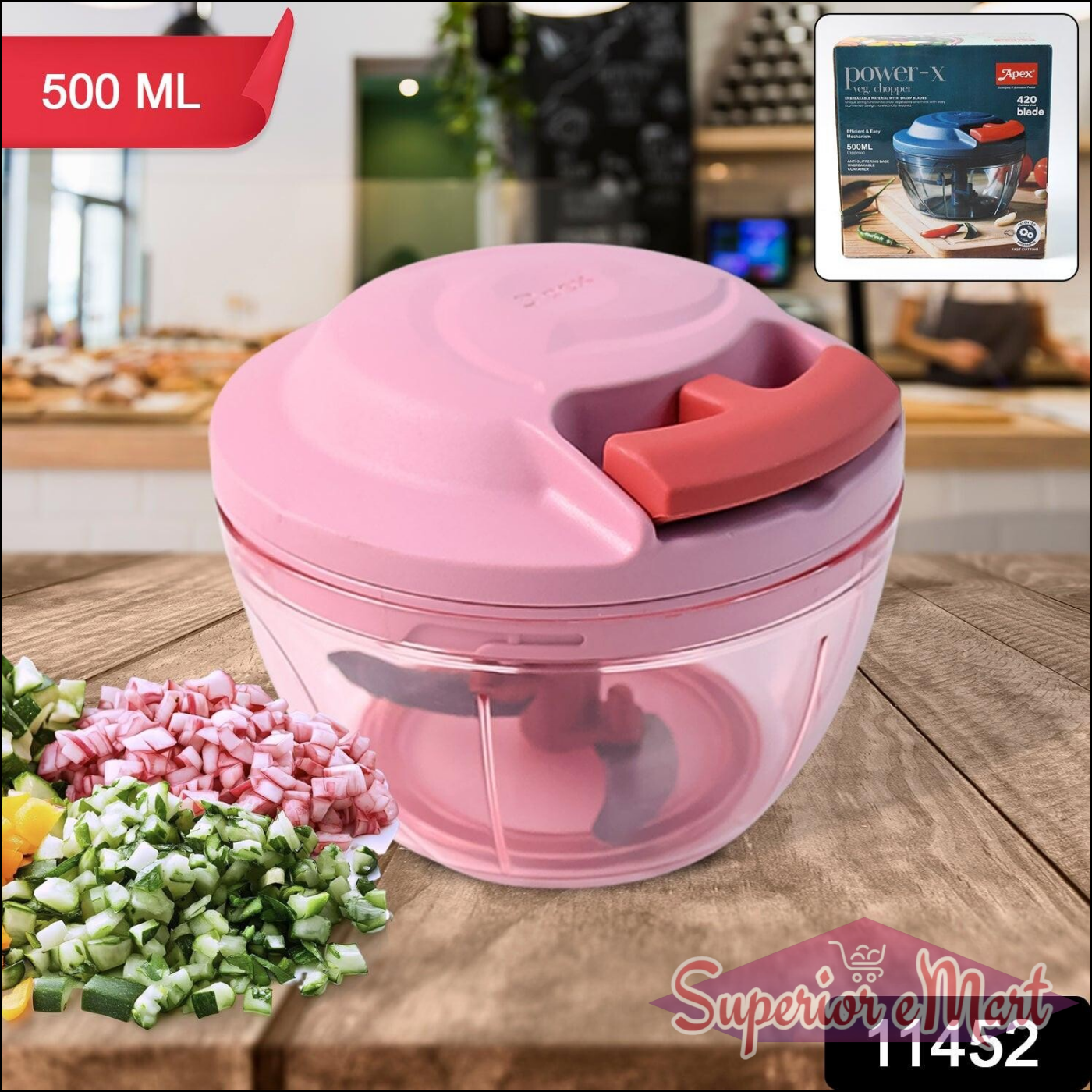 Manual Vegetable Chopper 500ml - Easy Dicing & Chopping - Superior eMart