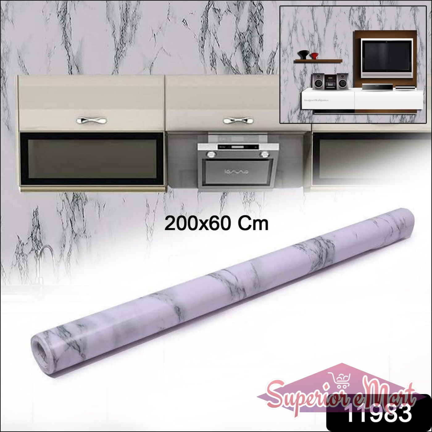Marble Pattern Adhesive Kitchen Wallpaper 2mx60cm - Superior eMart