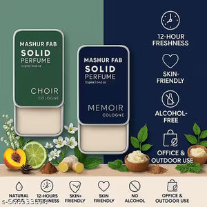Mashur Fab Solid Perfume for Men in Choir and Memoir scents, skin-friendly and alcohol-free for outdoor use