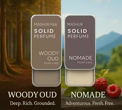 Woody oud solid perfume by Superior eMart in a compact tin, showcasing earthy notes and rich aroma