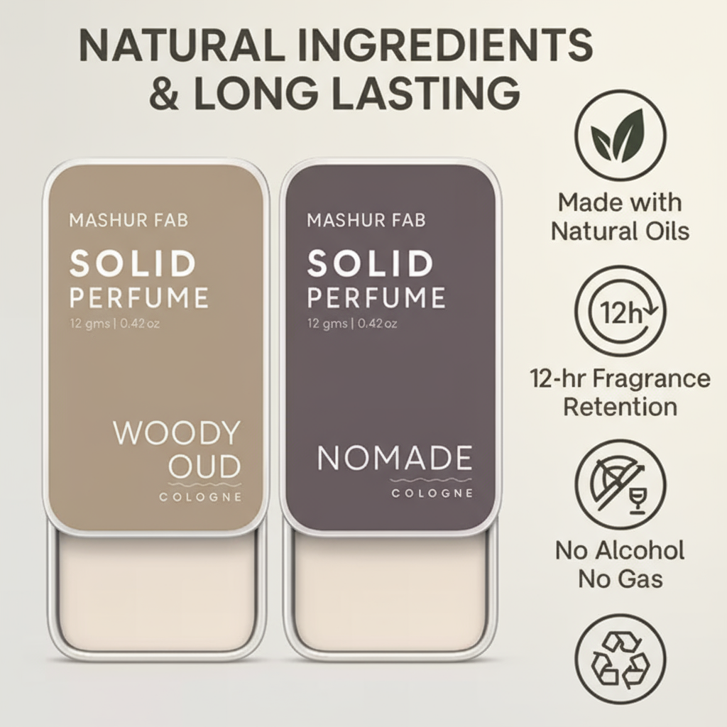 Superior eMart Woody Oud Solid Perfume with natural oils for long-lasting fragrance and no alcohol