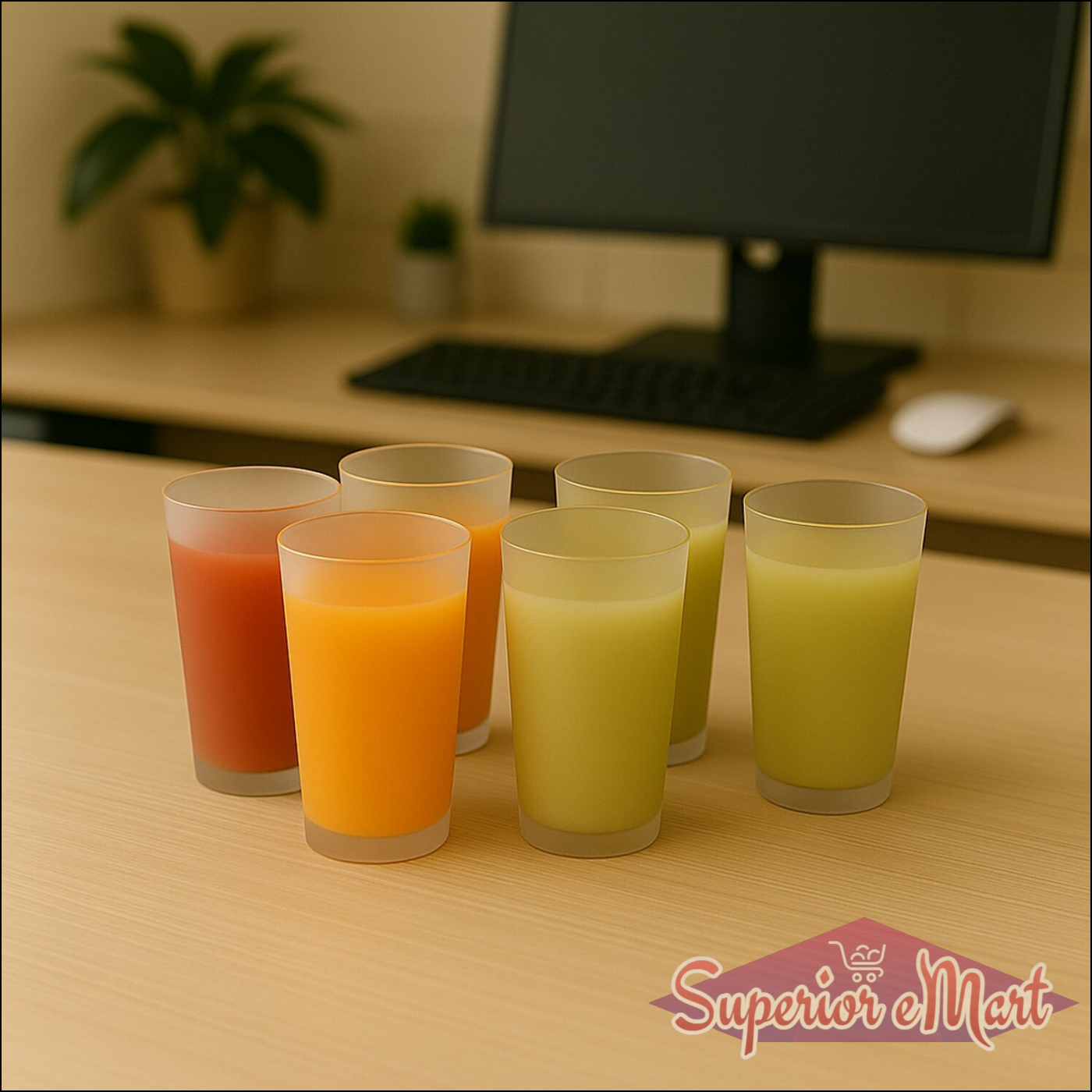 Matt Finish Glass Tumbler Set (Approx 300ml  6 Pc) - Superior eMart