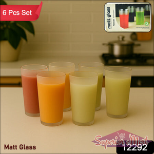 Matt Finish Glass Tumbler Set (Approx 300ml  6 Pc) - Superior eMart