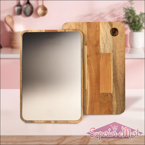 Medium cutting board with wooden handle for versatile food preparation and kitchen use