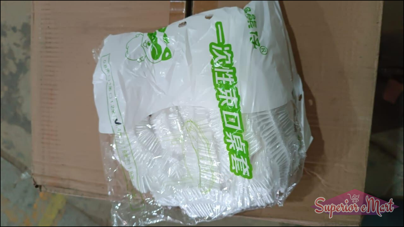 Superior eMart elastic table cover bags set with multiple clear covers for easy dining setups