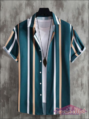 Men Regular Fit Striped Spread Collar Casual Shirt 4