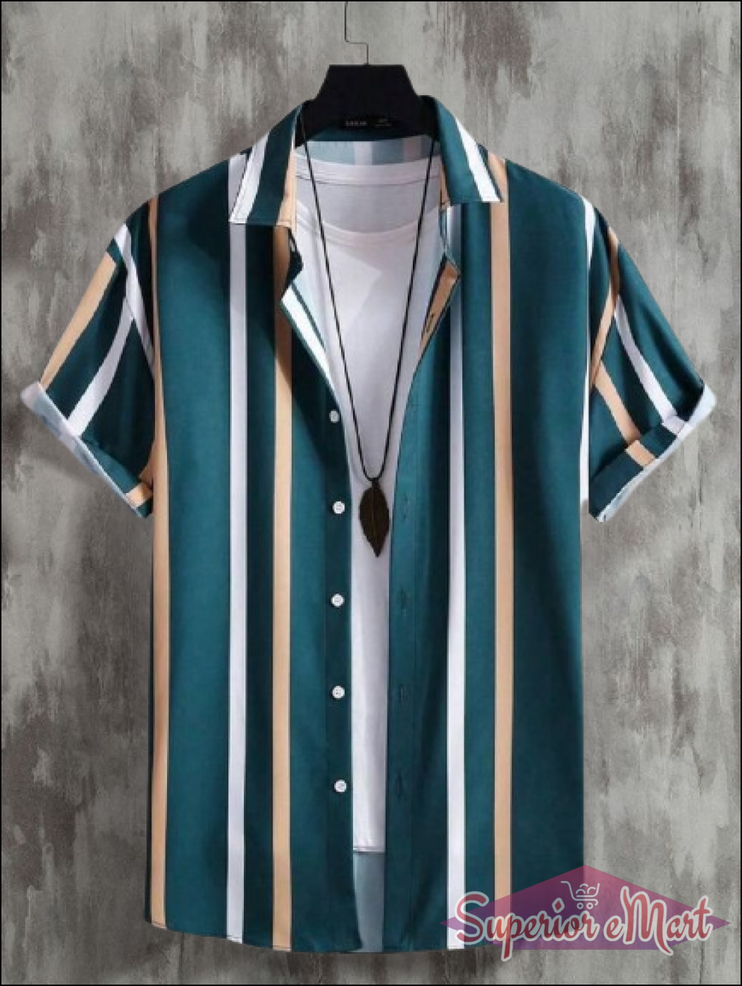 Men Regular Fit Striped Spread Collar Casual Shirt 4