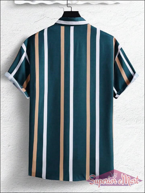 Men Regular Fit Striped Spread Collar Casual Shirt 12