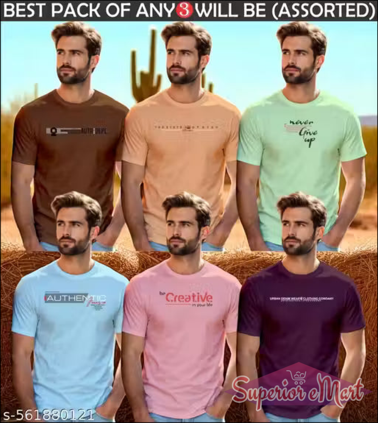 Mens 3 Combo T-shirt - Random Color.
