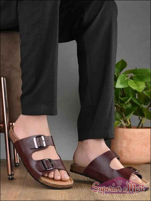 Men's Cherry Leather Slipper - Superior eMart