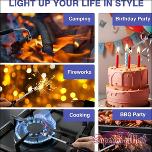 Rechargeable electric arc lighter ideal for camping, cooking, fireworks, and birthday parties
