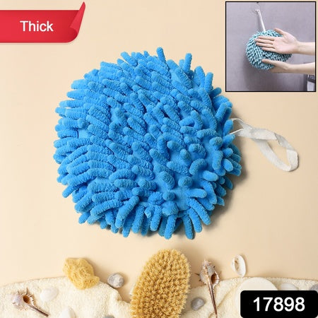 Blue microfiber cleaning duster with thick bristles for effective dusting and cleaning surfaces