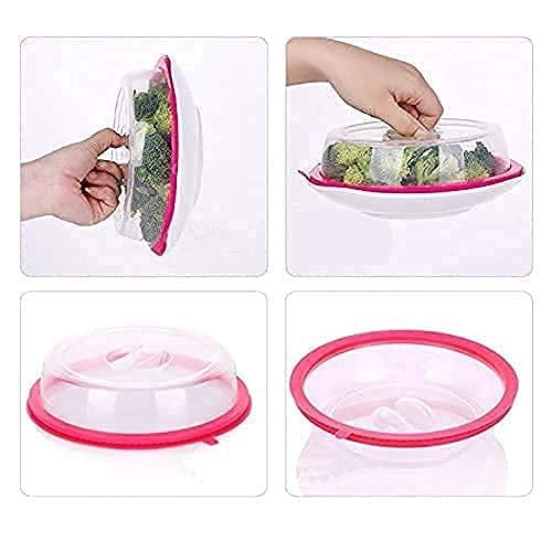 Microwave food cover splatter lid with a clear design and easy-grip handle for mess-free heating
