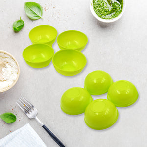 Microwave safe plastic bowls set in bright green, perfect for meal prep and serving snacks