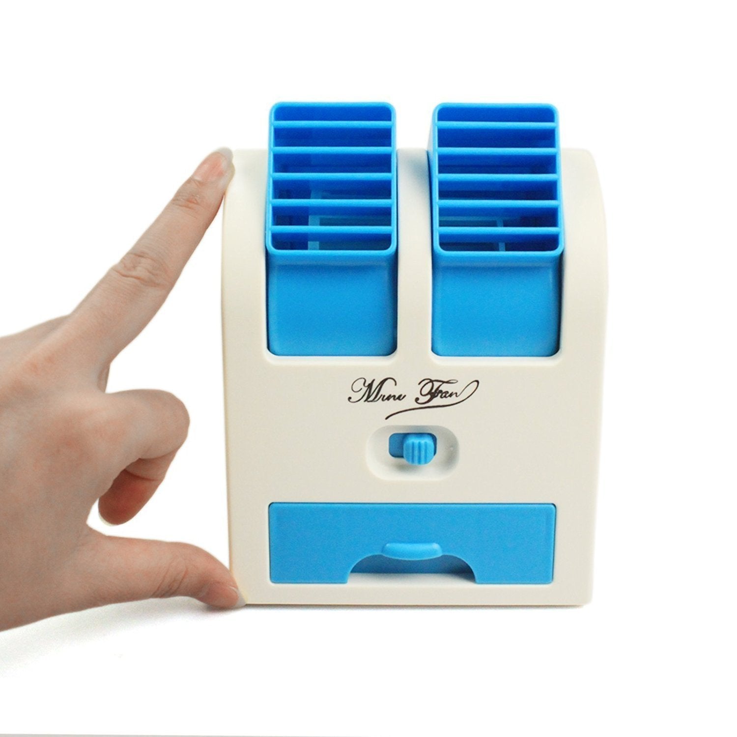 Compact mini air conditioner for home with dual fan design for efficient cooling