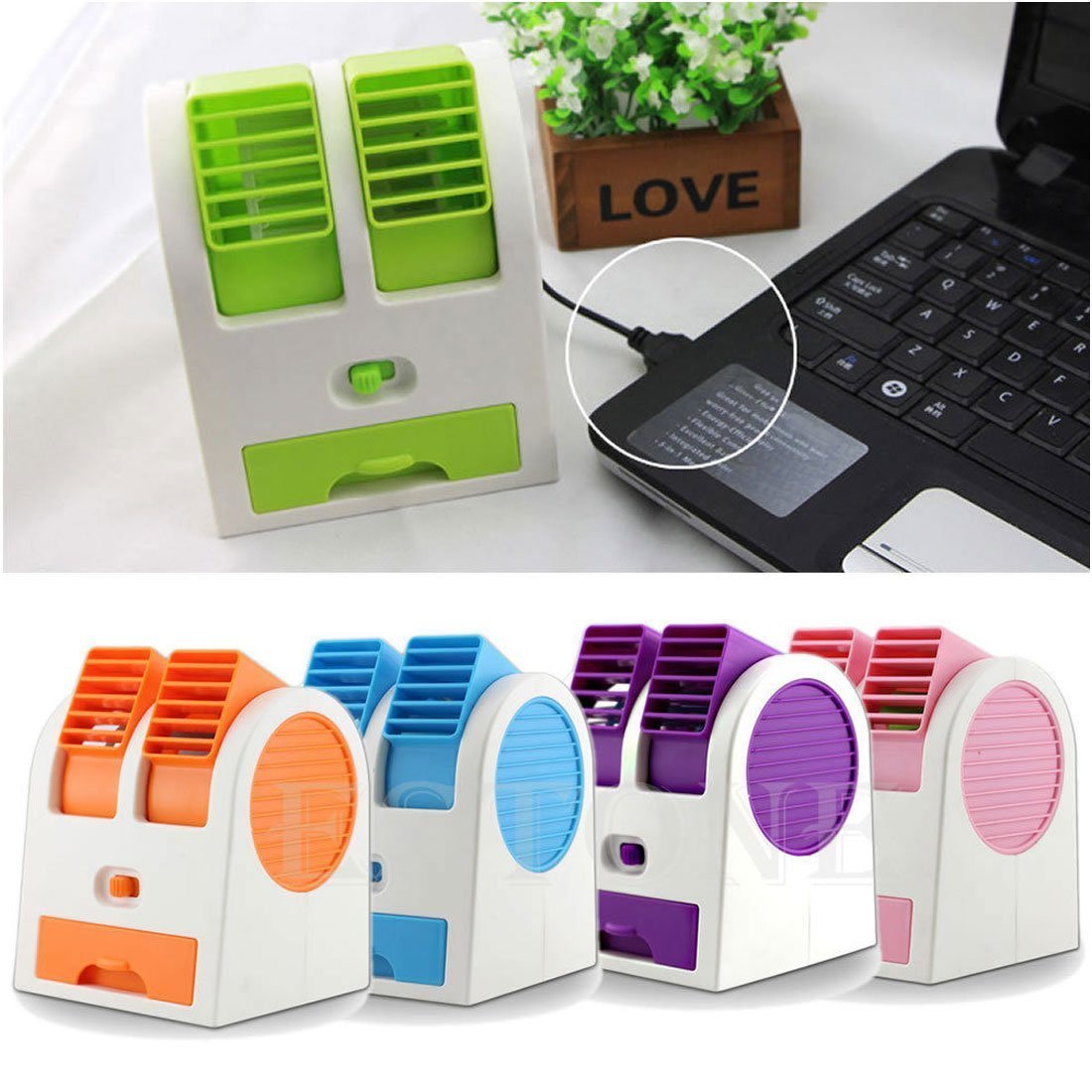 Compact mini air conditioner for home in multiple colors, perfect for personal cooling