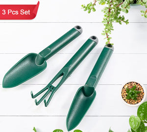 Mini garden hand trowel set including three essential tools for planting and gardening tasks