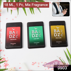 Set of three mini pocket perfume fragrances featuring Vivid Rouge, Lush Vert, and Gold Aura