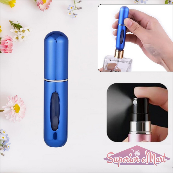 Stylish blue portable perfume spray bottle for easy travel and fragrance refills